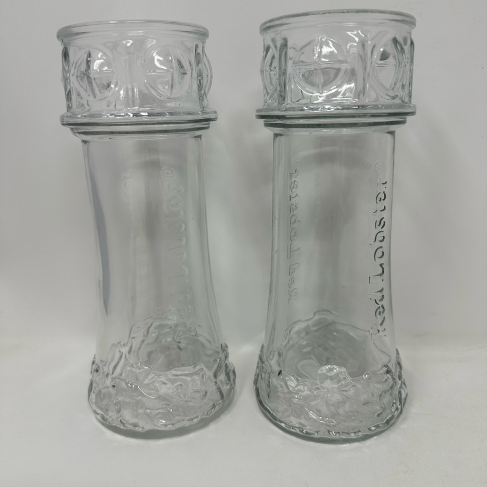 Vintage Red Lobster Tall Lighthouse Tower Drinking Glasses 8” tall EUC set of 2